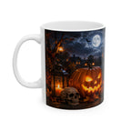 Halloween Pumpkin Night Ceramic Mug – Spooky Haunted House Jack-o'-Lantern Coffee Cup