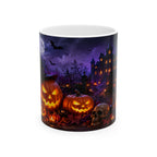 Jack-o'-Lantern Haunted Castle Mug | Halloween Pumpkin Scene Ceramic Mug