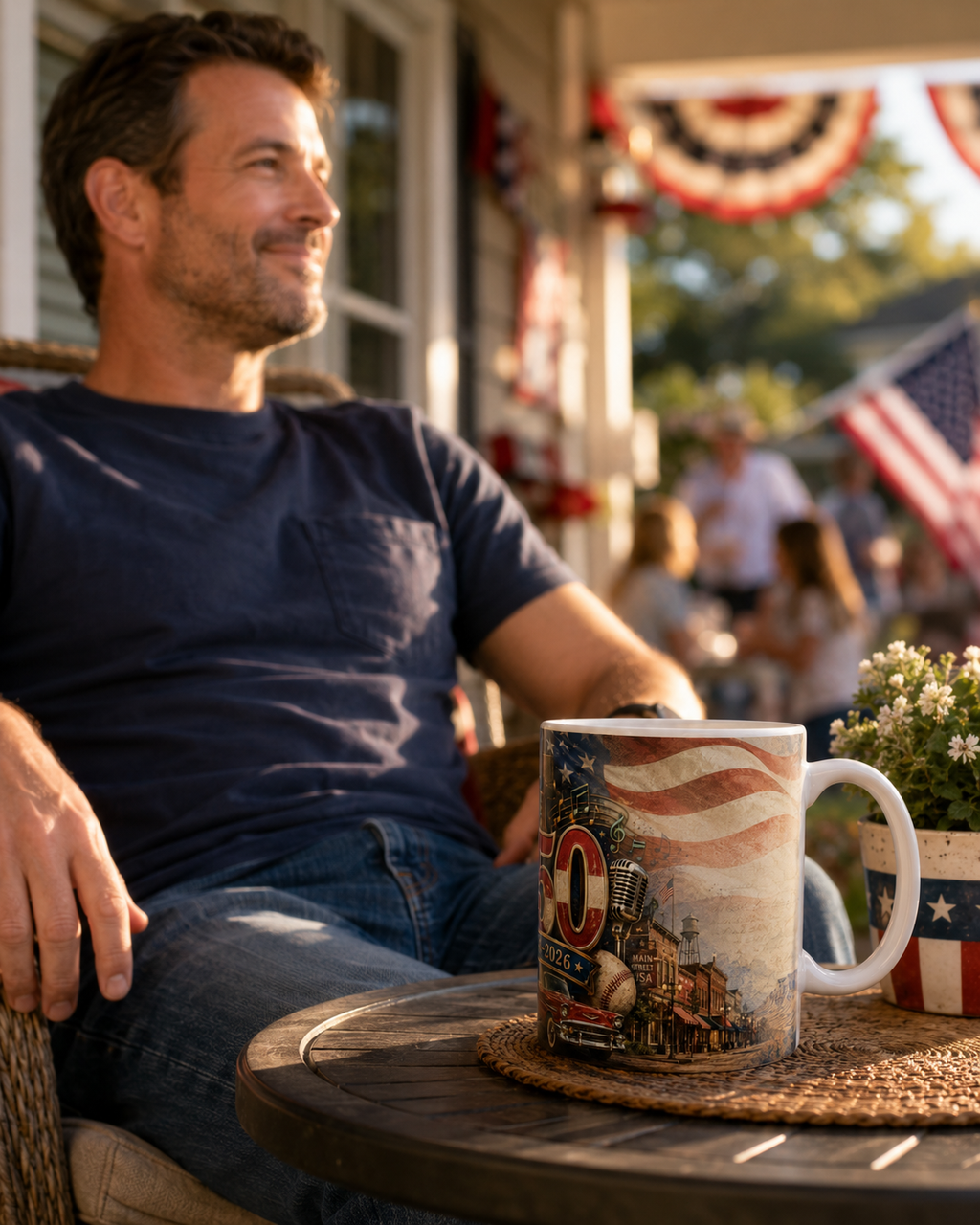 American Ceramic Mug | Patriotic Coffee Mug – Red White Blue Dishwasher Safe