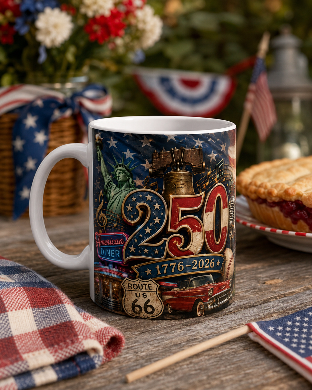 American Ceramic Mug | Patriotic Coffee Mug – Red White Blue Dishwasher Safe