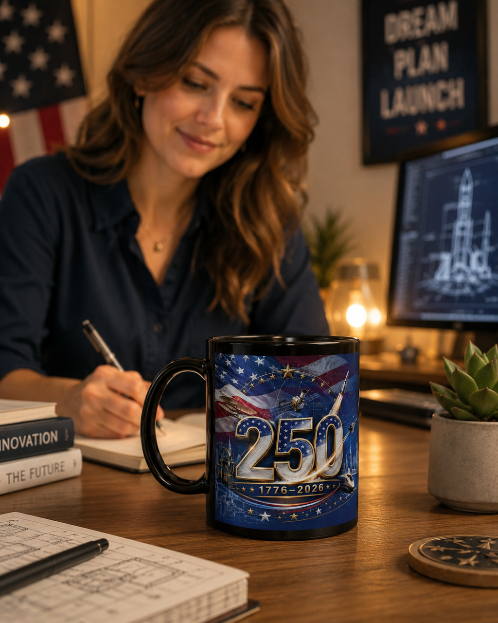 Anniversary Ceramic Mug - 250 Year Celebration Gift | Black Glossy Coffee Cup