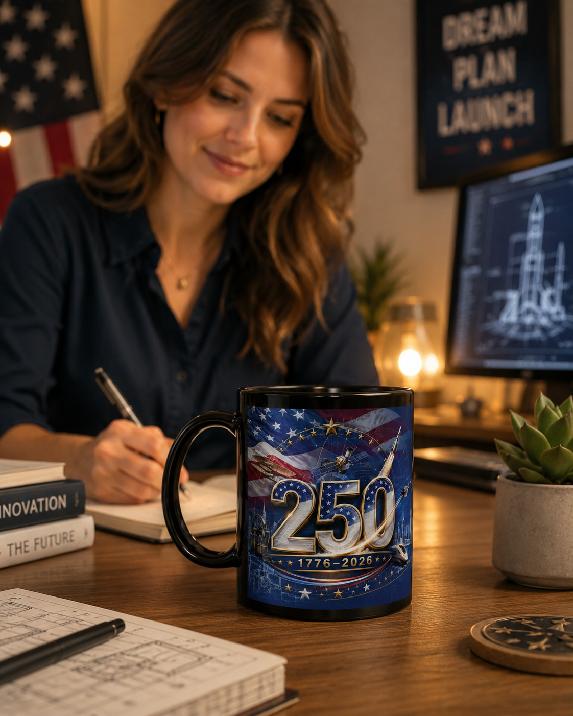 Anniversary Ceramic Mug - 250 Year Celebration Gift | Black Glossy Coffee Cup