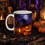 Jack-o'-Lantern Haunted Castle Mug | Halloween Pumpkin Scene Ceramic Mug