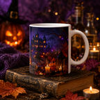 Jack-o'-Lantern Haunted Castle Mug | Halloween Pumpkin Scene Ceramic Mug