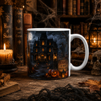 Haunted Mansion Halloween Ceramic Mug — Spooky Night Scene (11oz & 15oz)