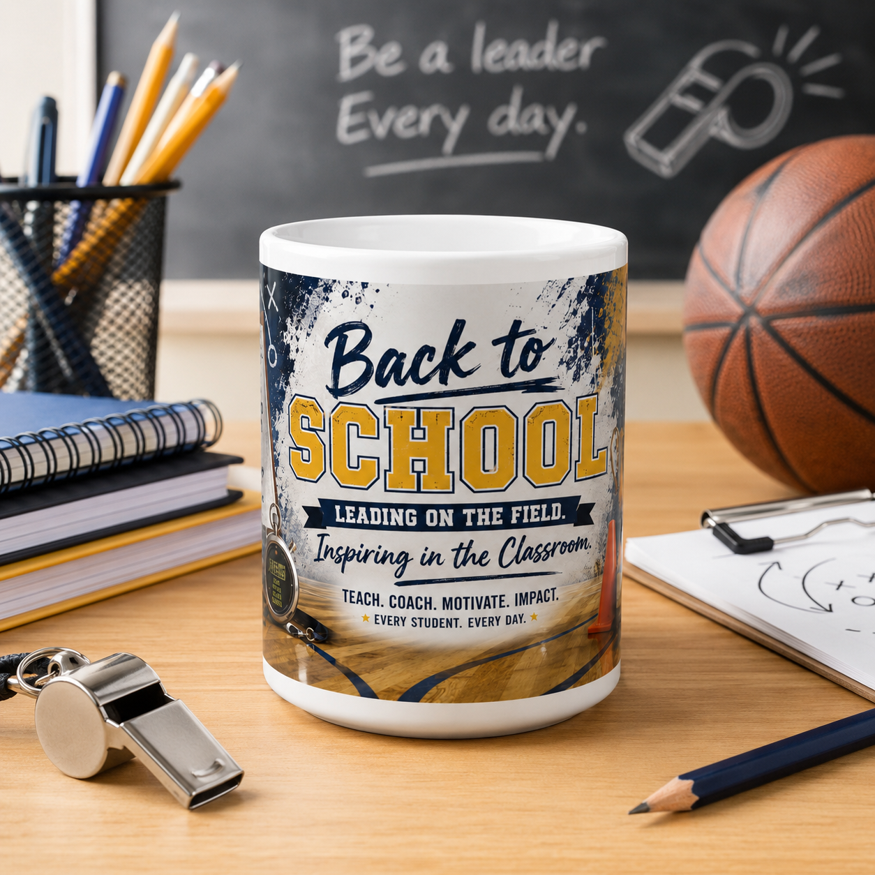 Teacher Coach Mug, Back To School, Leading In Classroom, 11 Oz, 15 Oz