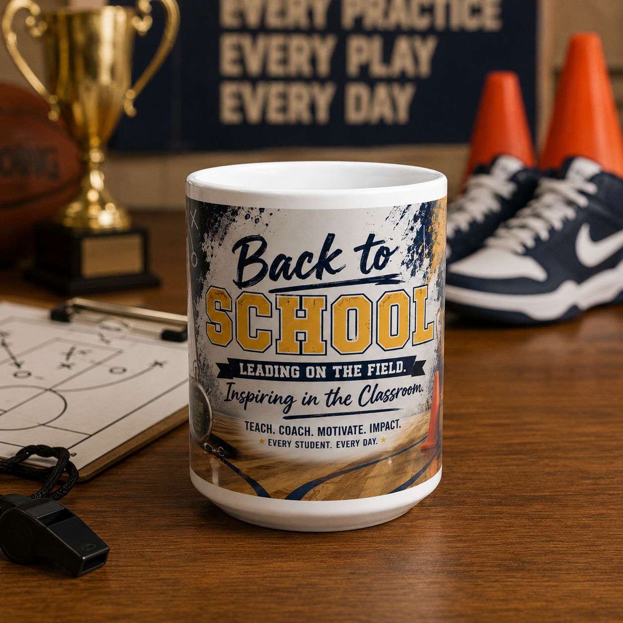 Teacher Coach Mug, Back To School, Leading In Classroom, 11 Oz, 15 Oz