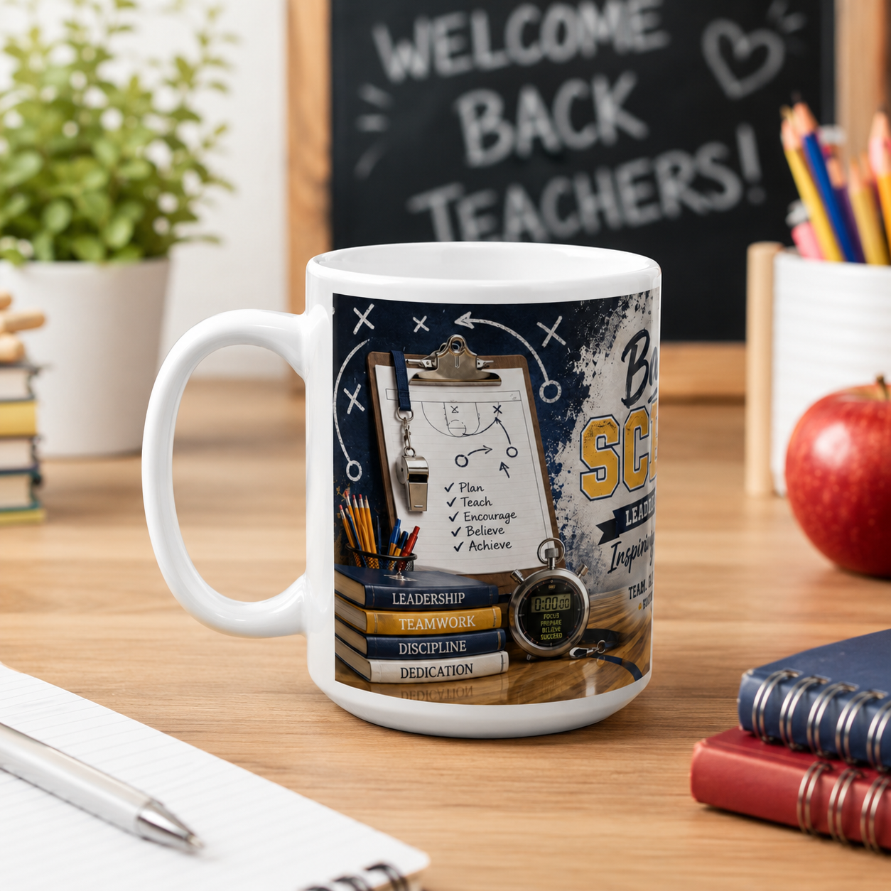 Teacher Coach Mug, Back To School, Leading In Classroom, 11 Oz, 15 Oz
