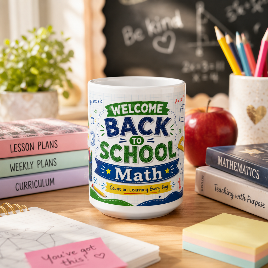 Welcome Back to School Math Student Ceramic Mug — Student Classroom Coffee Cup (11oz/15oz)