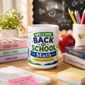 Welcome Back to School Math Student Ceramic Mug — Student Classroom Coffee Cup (11oz/15oz)