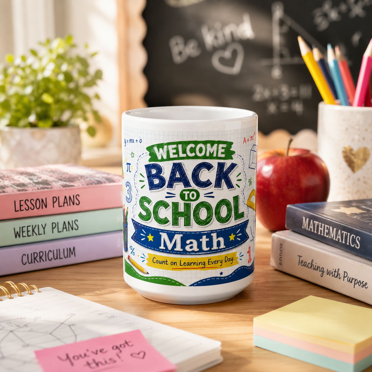 Welcome Back to School Math Student Ceramic Mug — Student Classroom Coffee Cup (11oz/15oz)