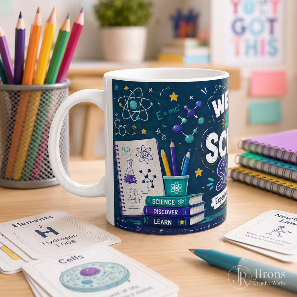 Welcome Back to School Science Student Mug — 'Experiment. Discover. Learn.' Ceramic Coffee Cup (11oz/15oz)