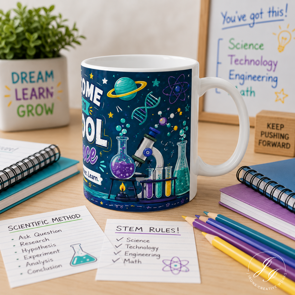 Welcome Back to School Science Student Mug — 'Experiment. Discover. Learn.' Ceramic Coffee Cup (11oz/15oz)