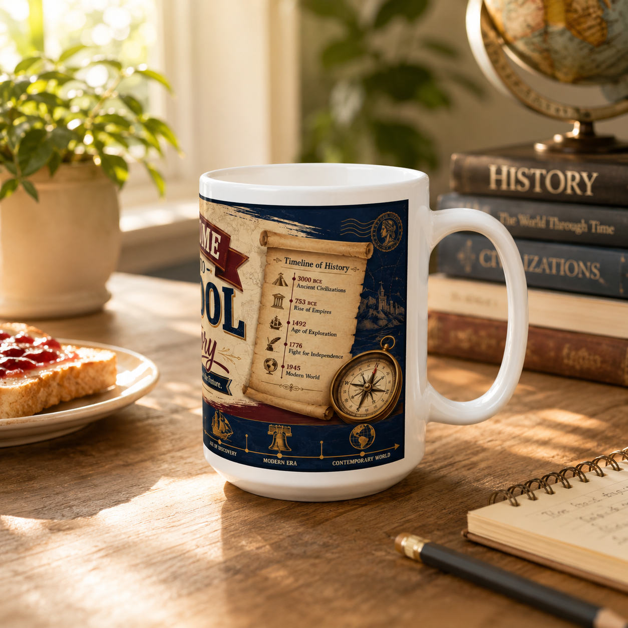 History Student Coffee Mug – “Welcome Back to School: Explore the Past, Shape the Future” Ceramic Mug