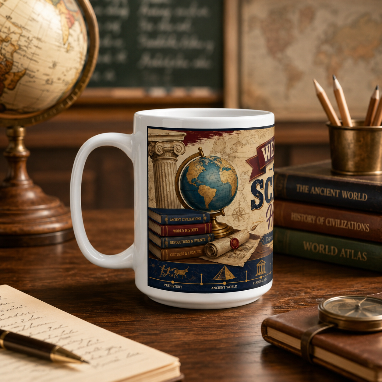 History Student Coffee Mug – “Welcome Back to School: Explore the Past, Shape the Future” Ceramic Mug