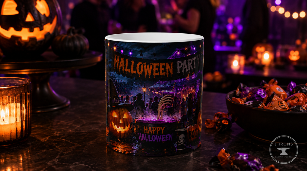 Halloween Party Ceramic Mug — Happy Halloween Jack-o'-Lantern Coffee Cup (11oz & 15oz)