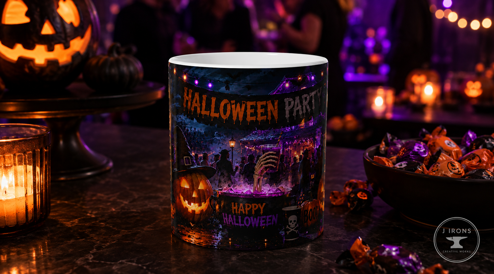 Halloween Party Ceramic Mug — Happy Halloween Jack-o'-Lantern Coffee Cup (11oz & 15oz)