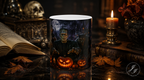 Halloween Monster Mug — Spooky Frankenstein & Jack-O'-Lantern Ceramic Coffee Cup (11oz/15oz)