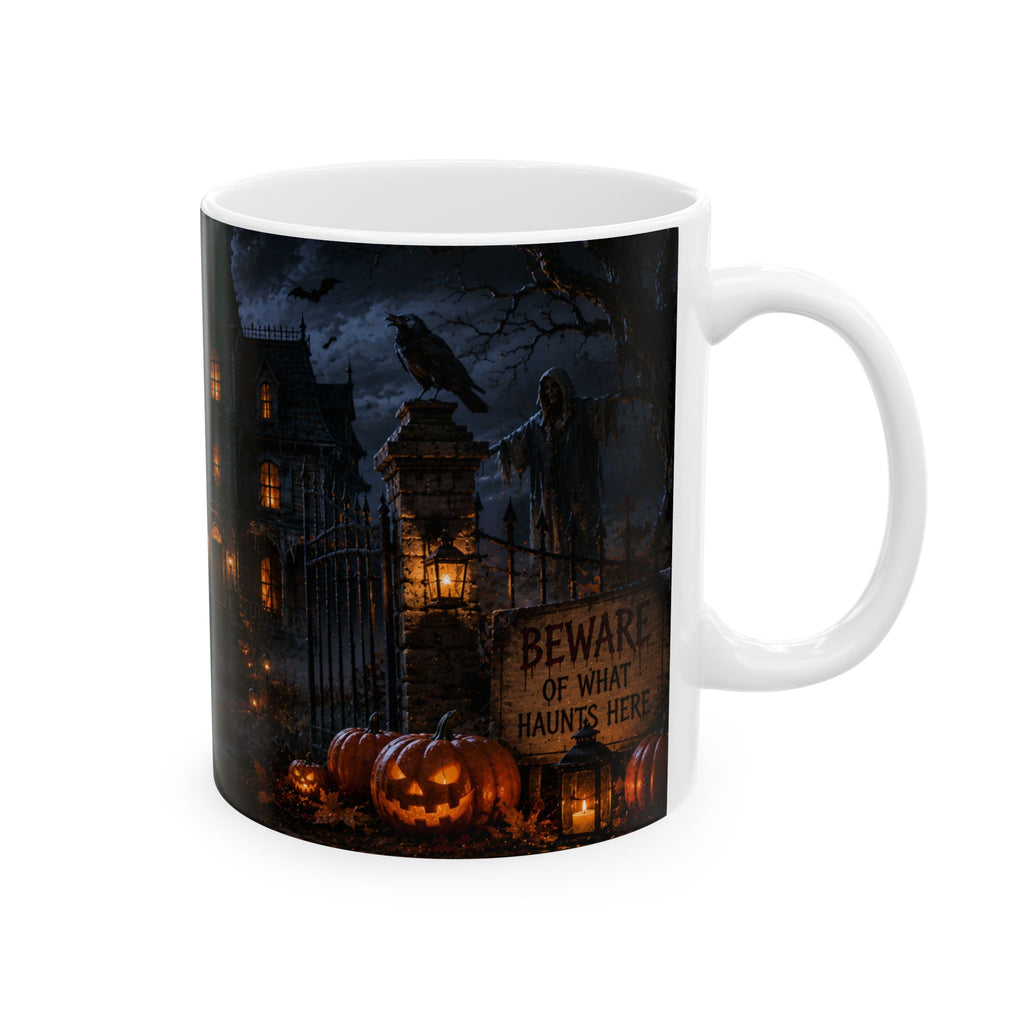 Haunted Mansion Halloween Ceramic Mug — Spooky Night Scene (11oz & 15oz)