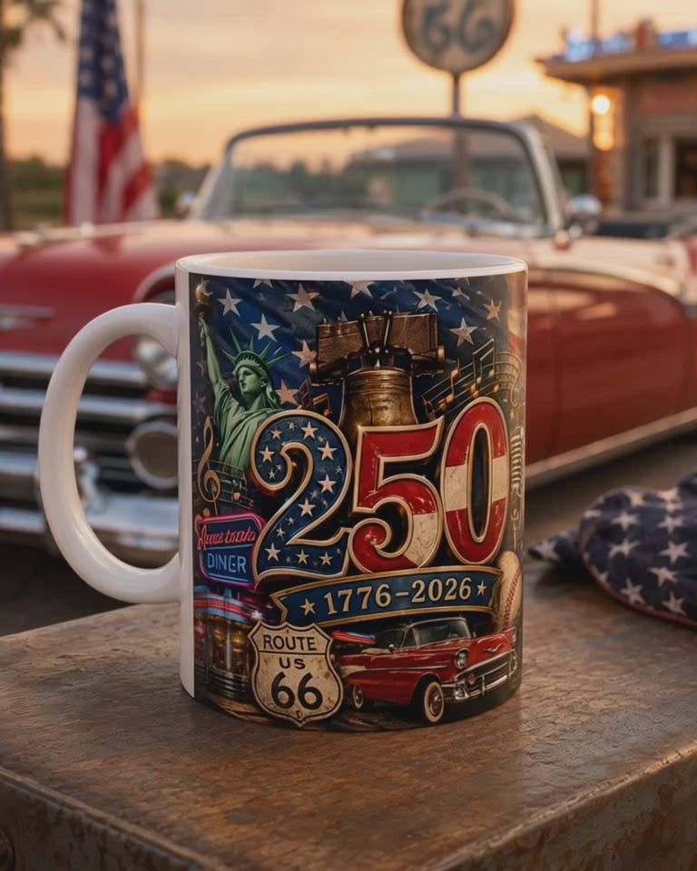 American Ceramic Mug | Patriotic Coffee Mug – Red White Blue Dishwasher Safe