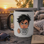 Funny Cartoon Coffee Mug, Cartoon Face Warning, 11 Oz Accent Ceramic