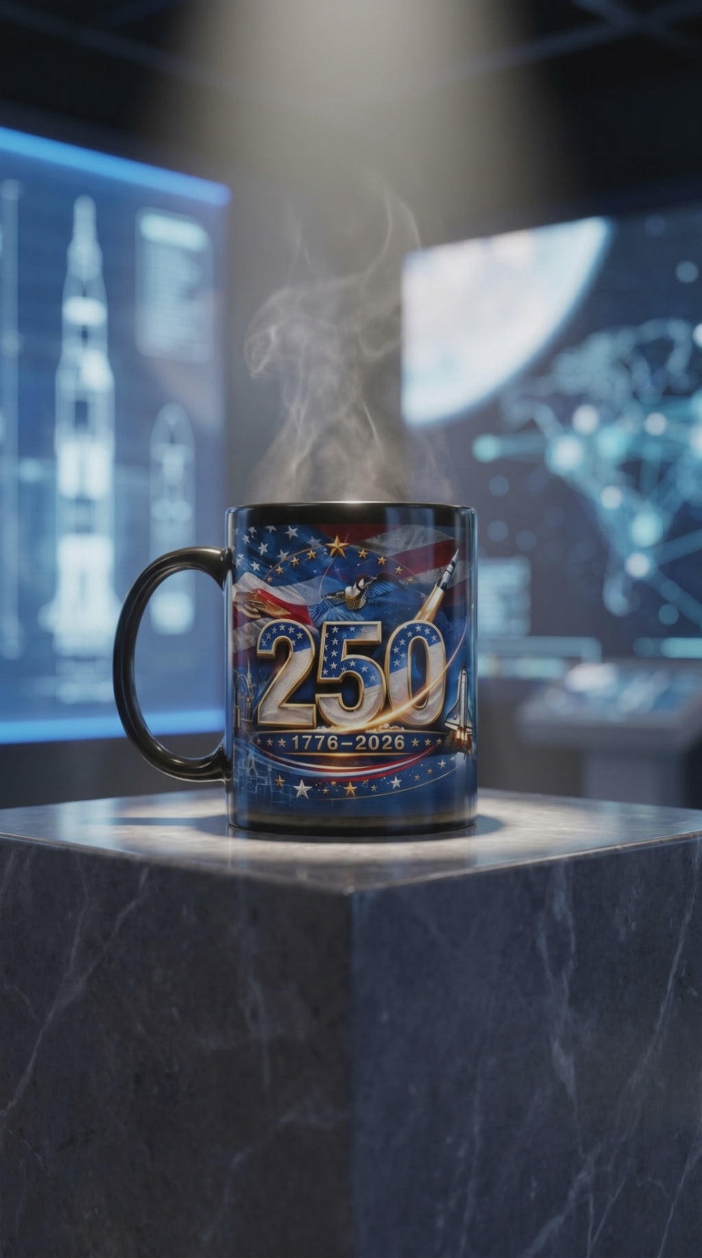 Anniversary Ceramic Mug - 250 Year Celebration Gift | Black Glossy Coffee Cup