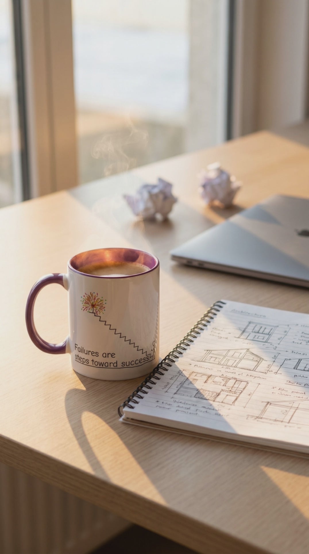 Motivational Coffee Mug – Ceramic Fail Forward Mug with Colored Handle, 11oz